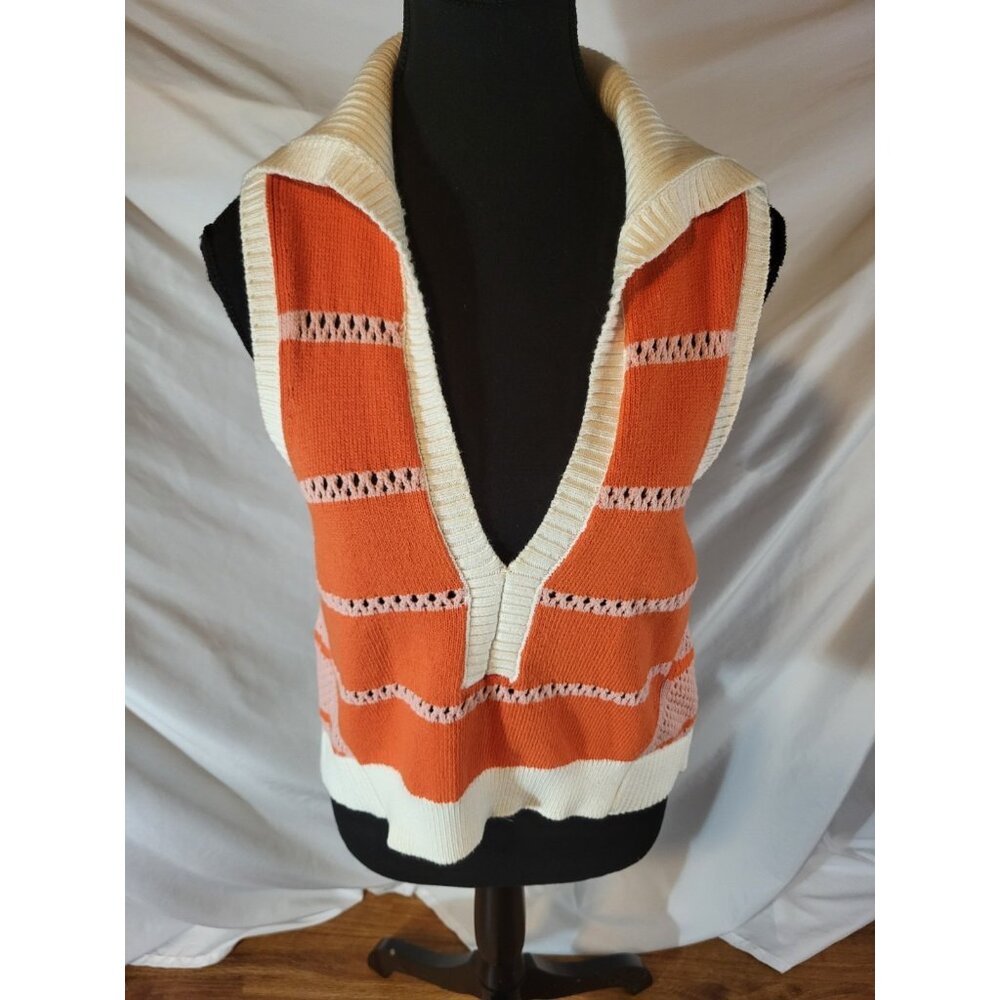 Daily Practice Anthropologie Size‎ S Sleeveless Vest Sweater Orange V Neck